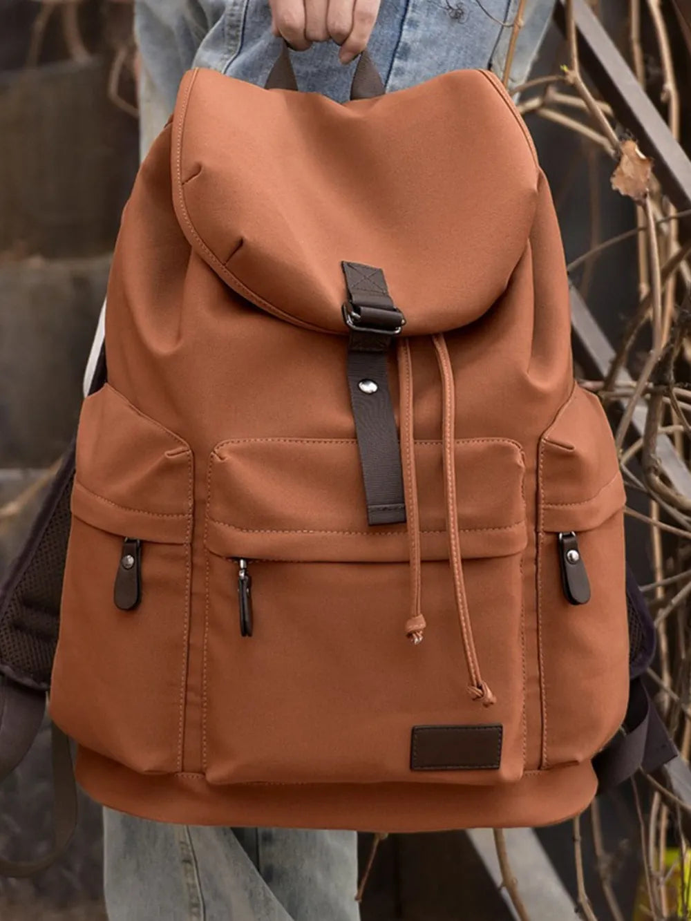 Multi Pockets Adjustable Strap Canvas Backpack Bag