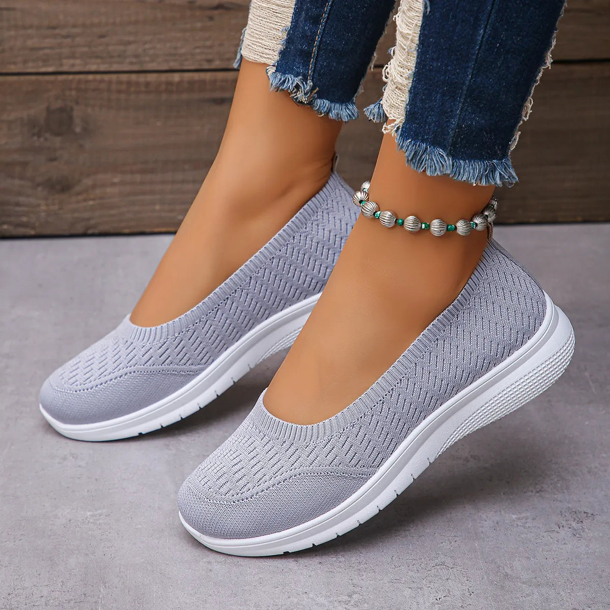 Round Toe Mesh Slip-Ons