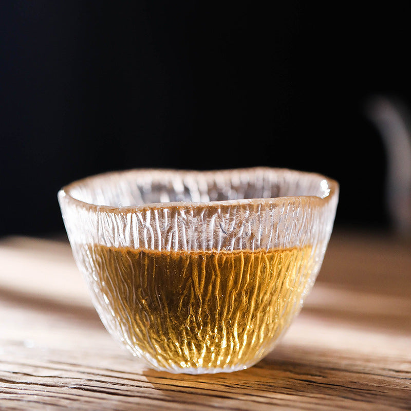 Small personal cup tea tasting cup hammer patterned kung fu heat-resistant glass single cup small cup tea cup