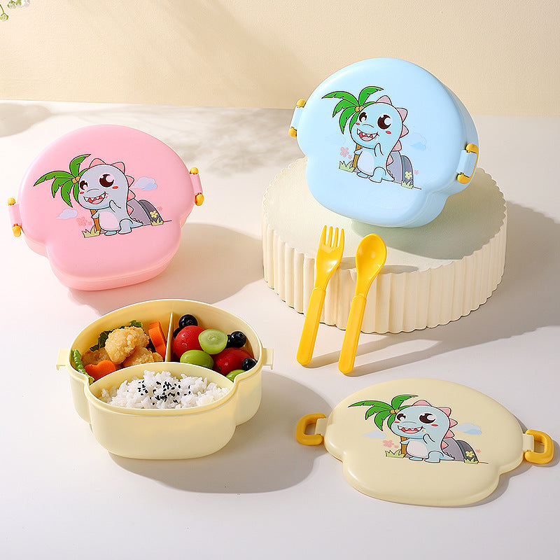 Cartoon cute microwaveable portable lunch box with buckle compartments