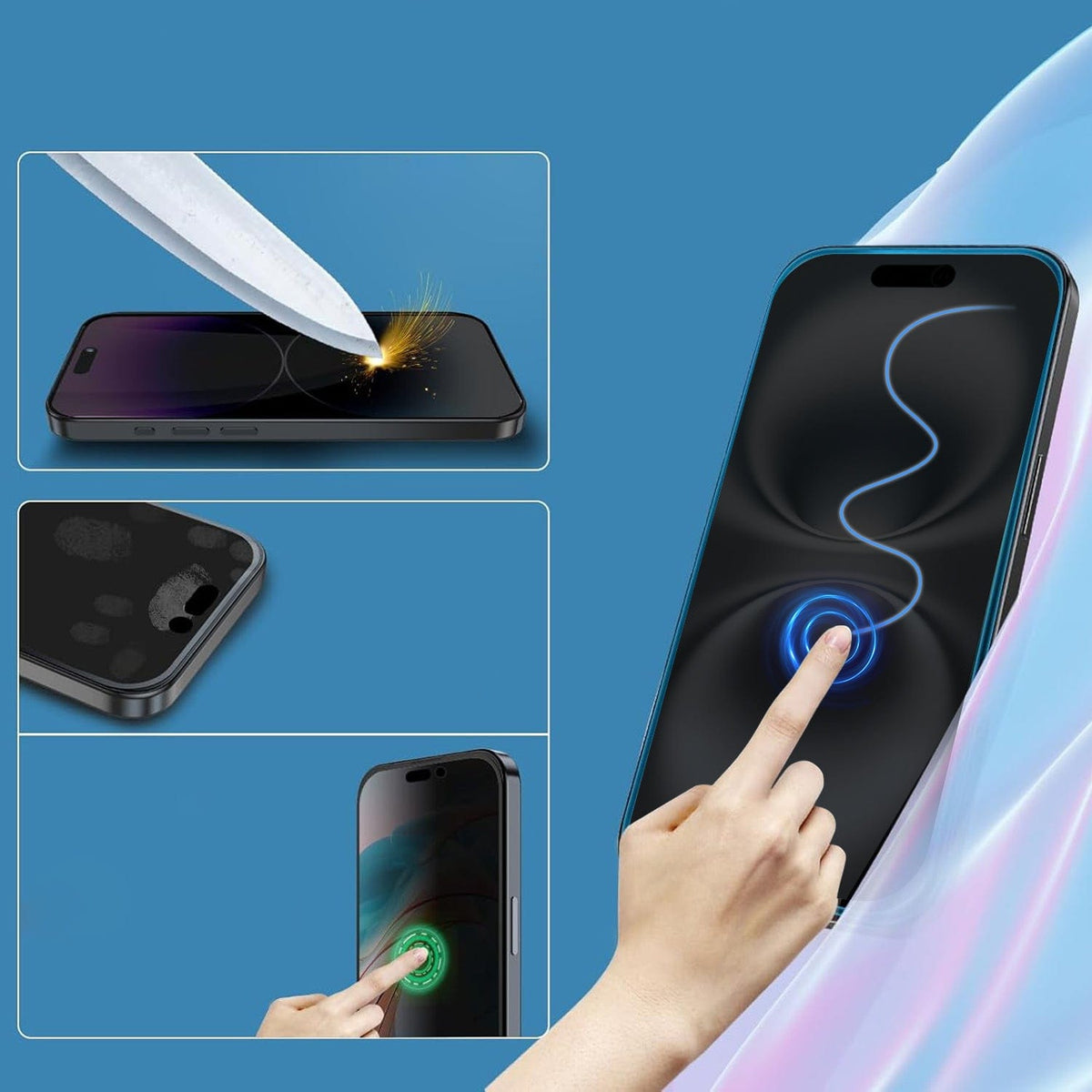 iPhone 16 Privacy Tempered Glass Screen Protector - 9H Hardness, Anti-Spy | ZeroDamage