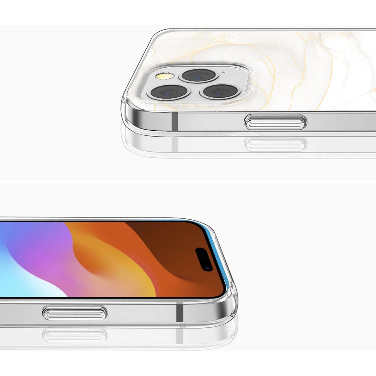 iPhone 15 Pro White Marble Case - Classic Design | Inspire Series