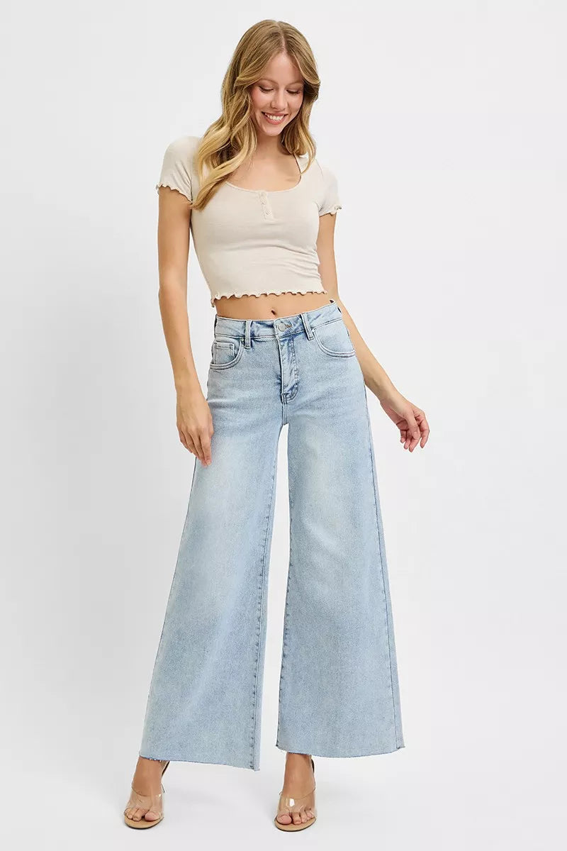 RISEN Full Size High Rise Ankle Wide Palazzo Jeans Plus Size