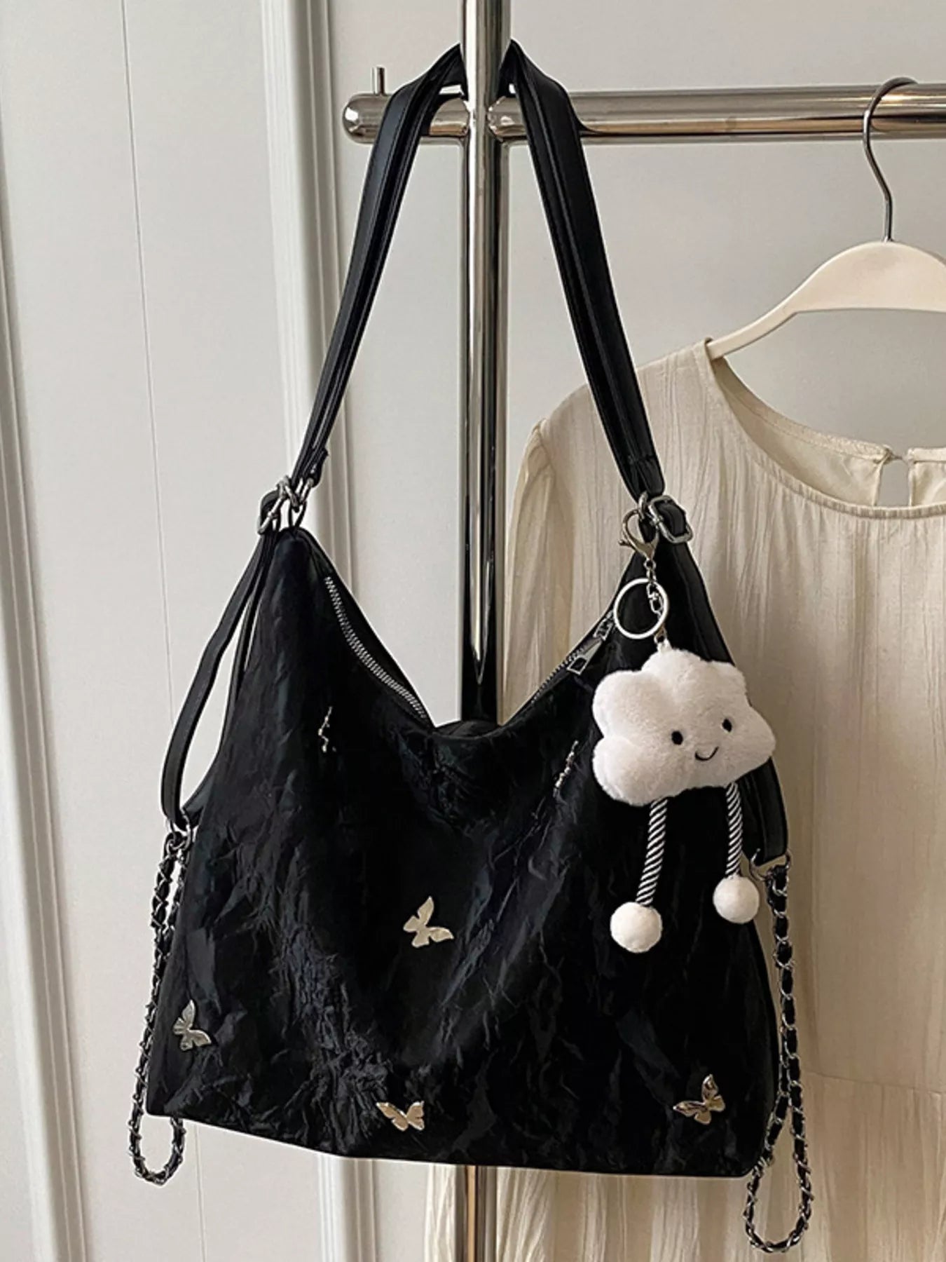 Butterfly Decor Cloud Charm Shoulder Bag