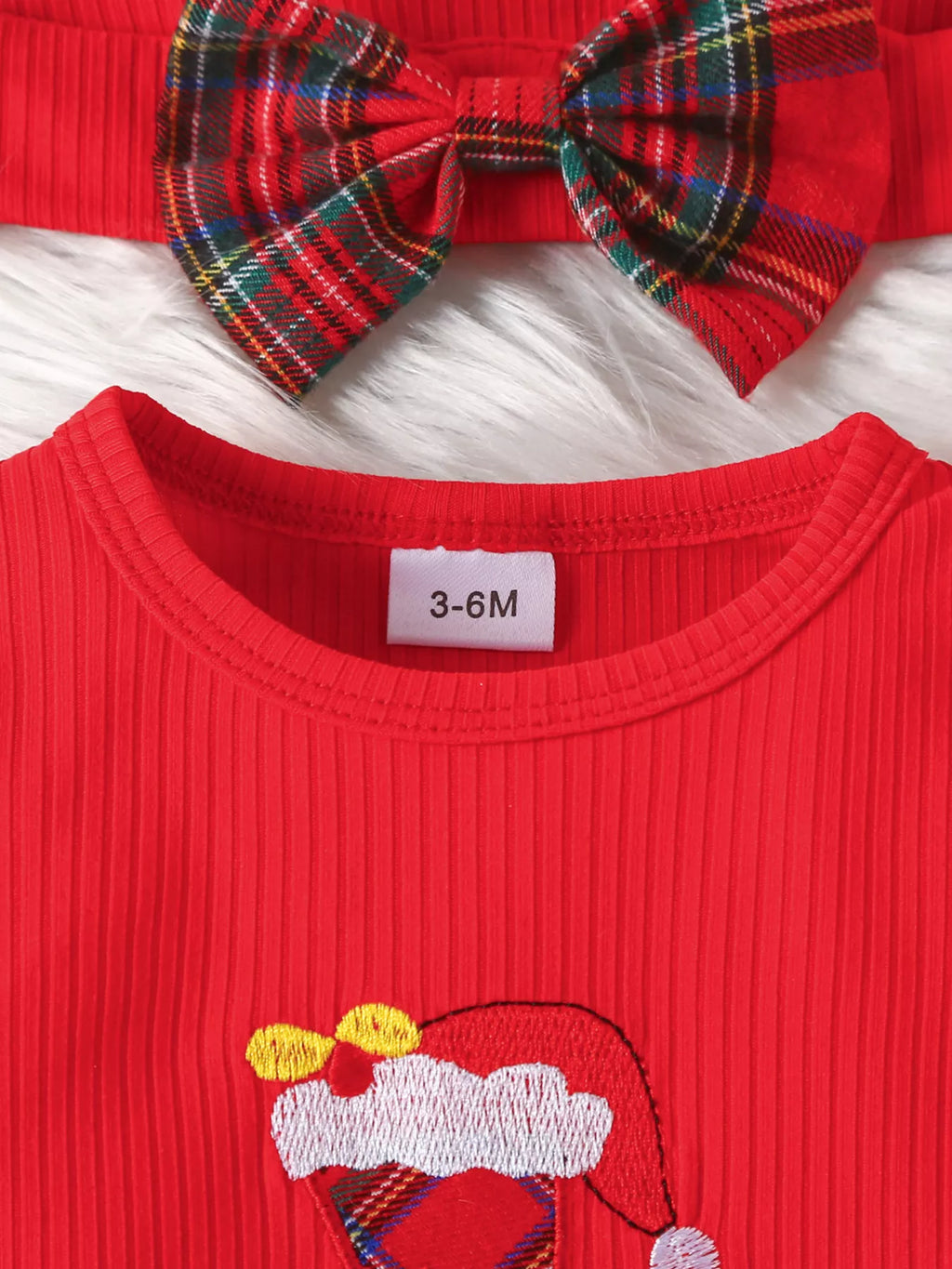 Children'S First Christmas Bodysuit And Plaid Dress Outfit Set