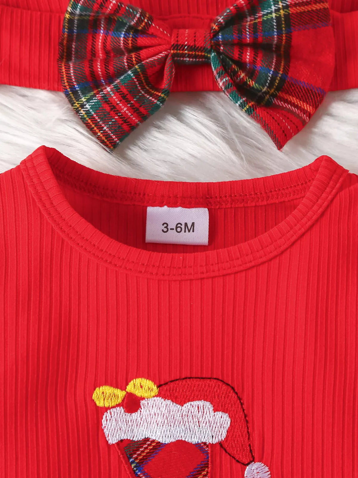 Children'S First Christmas Bodysuit And Plaid Dress Outfit Set