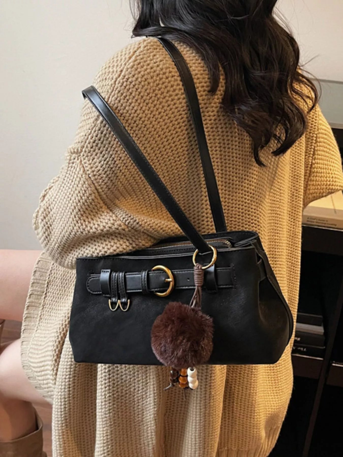 Buckle Decor Shoulder Bag