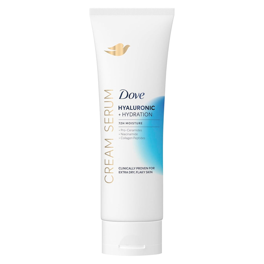 Dove Cream Serum Hyaluronic + Hydration for Extra Dry, Flaky Skin, with Pro-Ceramides, Niacinamide and Collagen Peptides Lotion, 8 oz