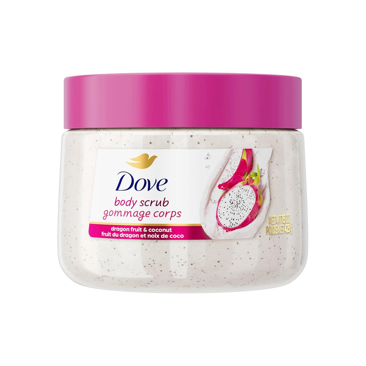 Dove Body Scrub Dragon Fruit & Coconut Cream Body Scrub Exfoliates and Deeply Nourishes for Smooth, Radiant Skin 15 oz