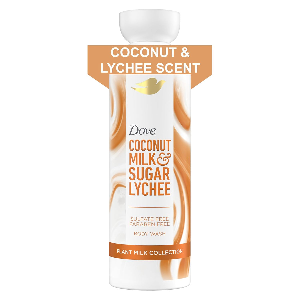 Dove Plant Milk Cleansing Body Wash Coconut & Lychee for Moisturized Skin Gentle Cleanser, No Sulfate Cleansers or Parabens, 98% Biodegradable 17.5 fl oz