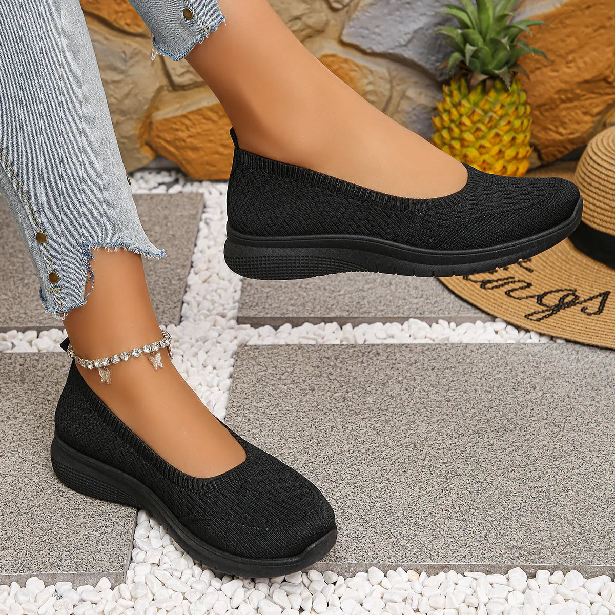 Round Toe Mesh Slip-Ons