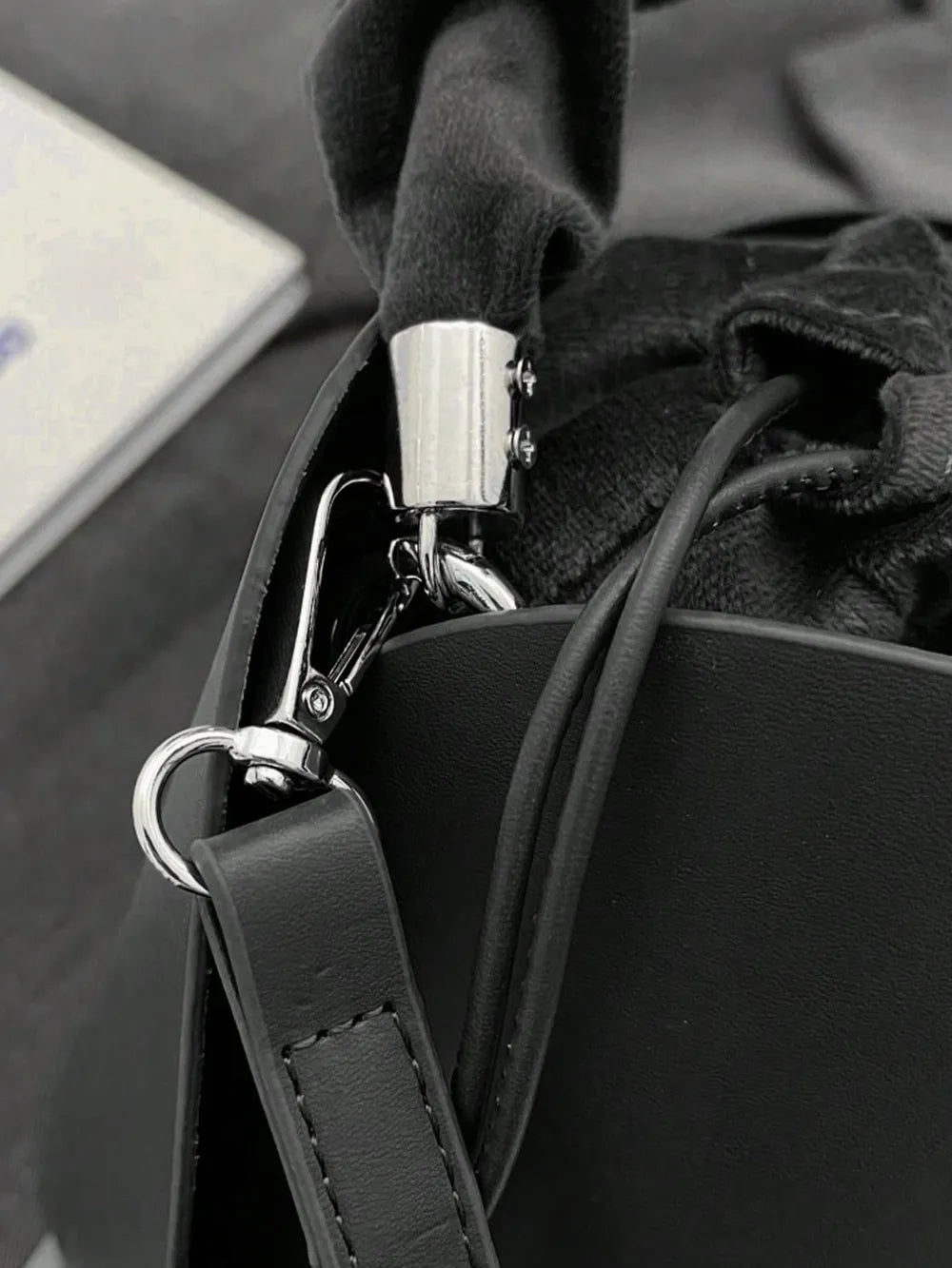 PU Leather Drawstring Bucket Bag