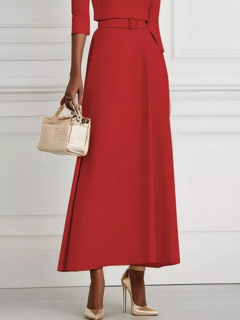 Elegant Off-Shoulder Belted Maxi Dress
