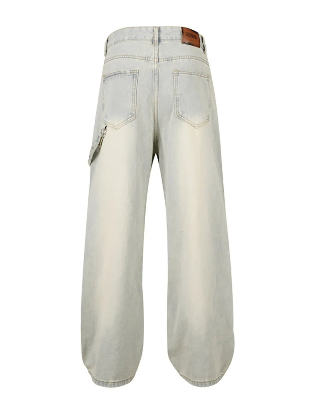 Men's Frayed Hem Wide Leg Jeans