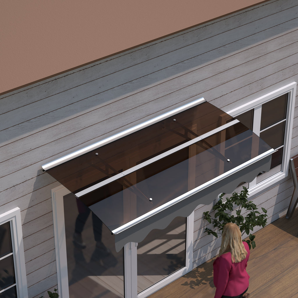 DA5934W Series Door Window Awning Canopy Made of 0.137 Inch Thick Crystal Solid Polycarbonate Sheet in size of 59" Wide x 34"