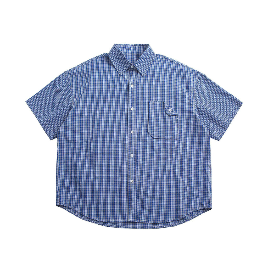 Checkered casual short sleeved shirt for men and women