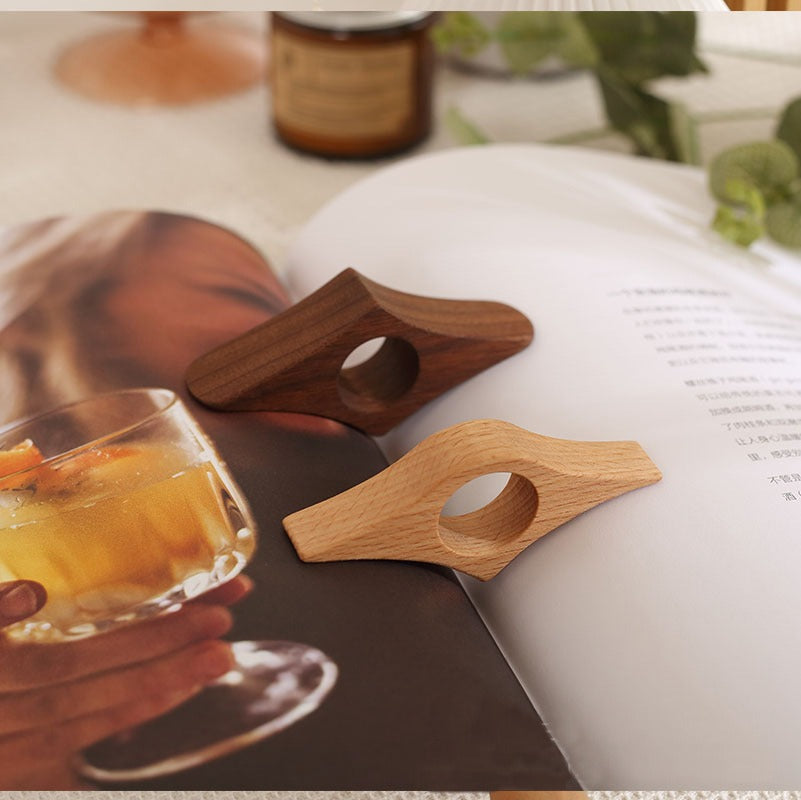 Solid wood book press reading and page pressing finger ring single handed wooden bookmark beech wood book pressing finger buckle