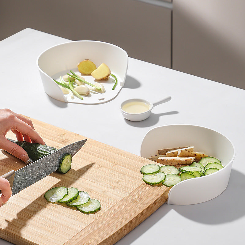 Vegetable board corner storage stir fry and side dish plate round white vegetable preparation plate