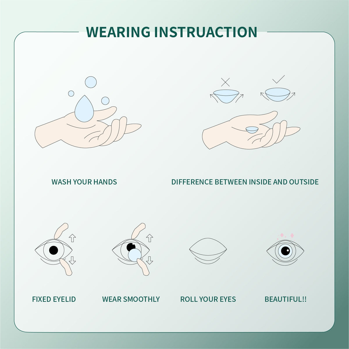 1Pcs FDA Certificate Eyes Beautiful Pupil Colorful Girl Cosplay Contact Lenses Green
