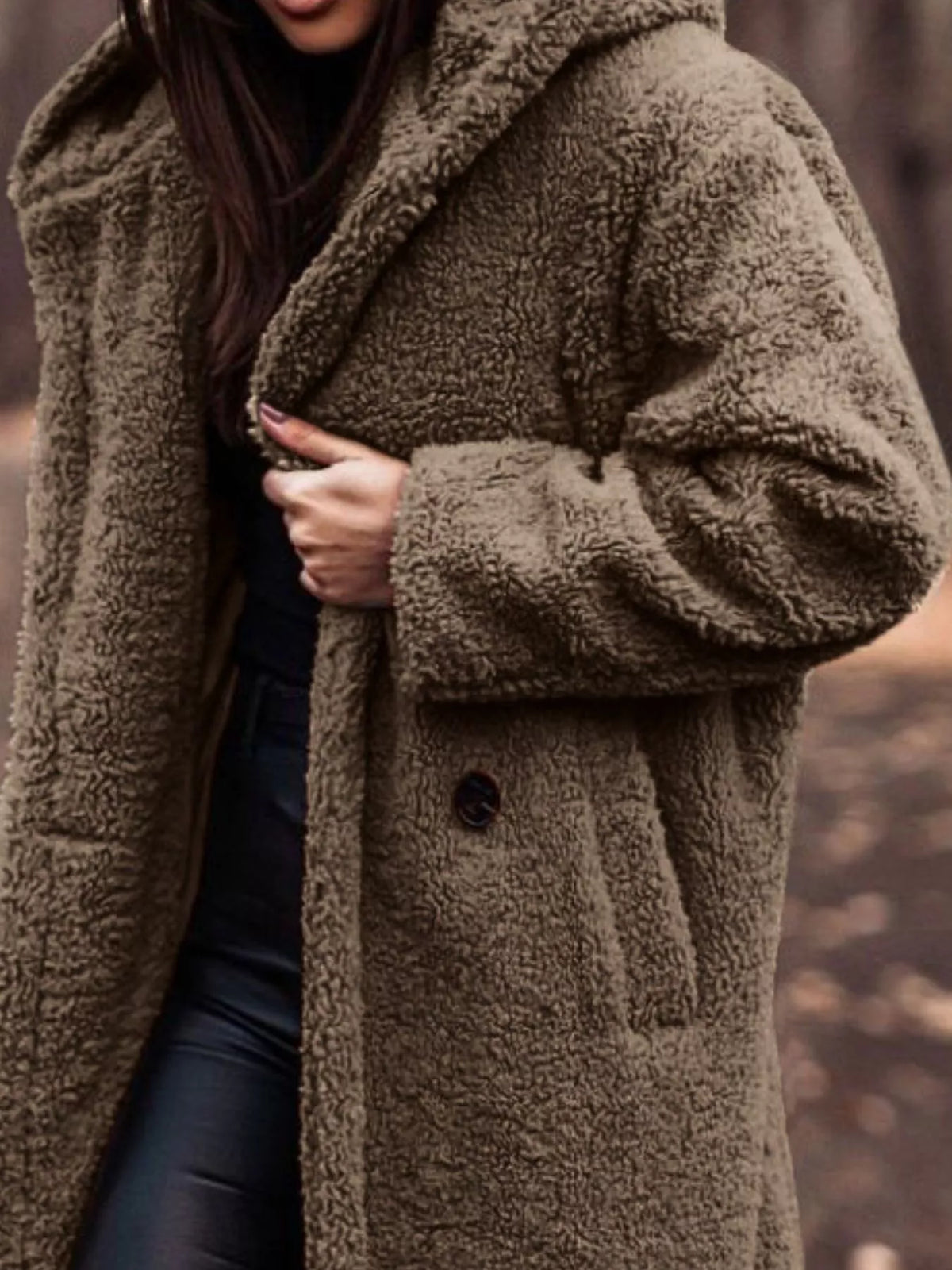 Teddy Bear Hooded Longline Outerwear
