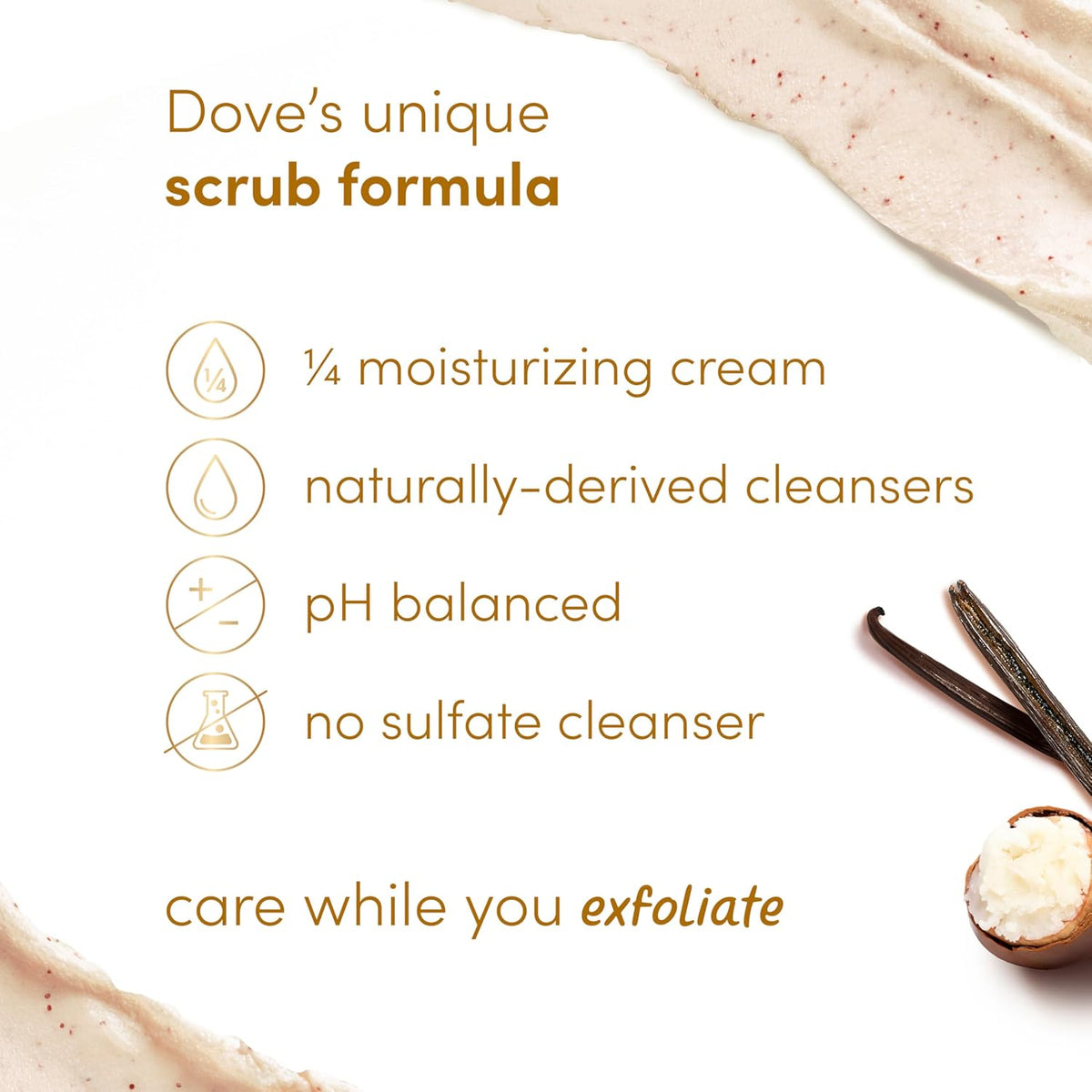 Dove Vanilla Sugar & Shea Butter Body Scrub Exfoliates and Deeply Nourishes for Smooth, Radiant Skin 15 oz