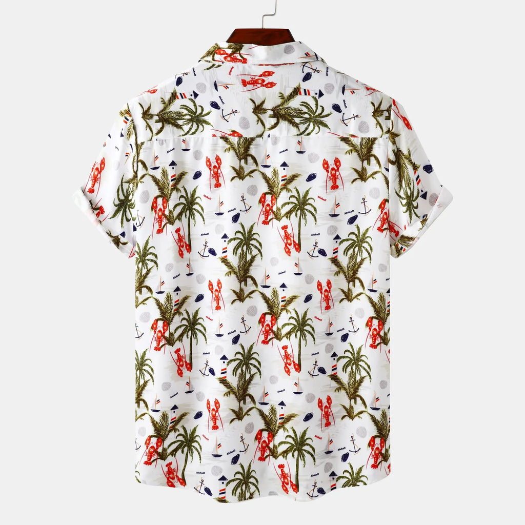 Men's Plus Size Tropical Hawaiian Print Short Sleeve Shirt