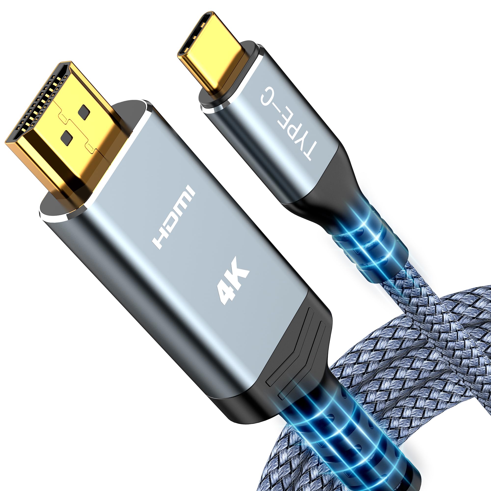 C To Hdmi Cable 6Ft(4K@60Hz), High Speed Type C To Hdmi 2.0 Braided Cord, Thunde