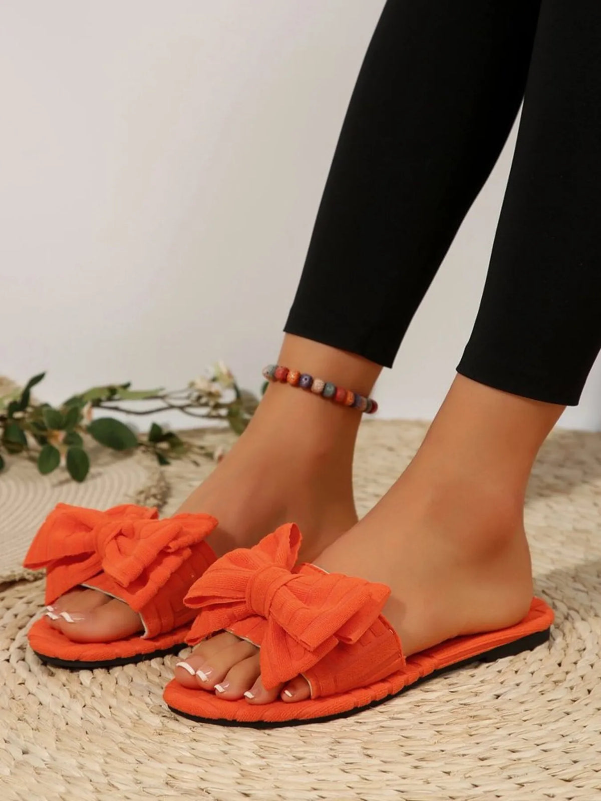 Bow Knot Open Toe Slippers