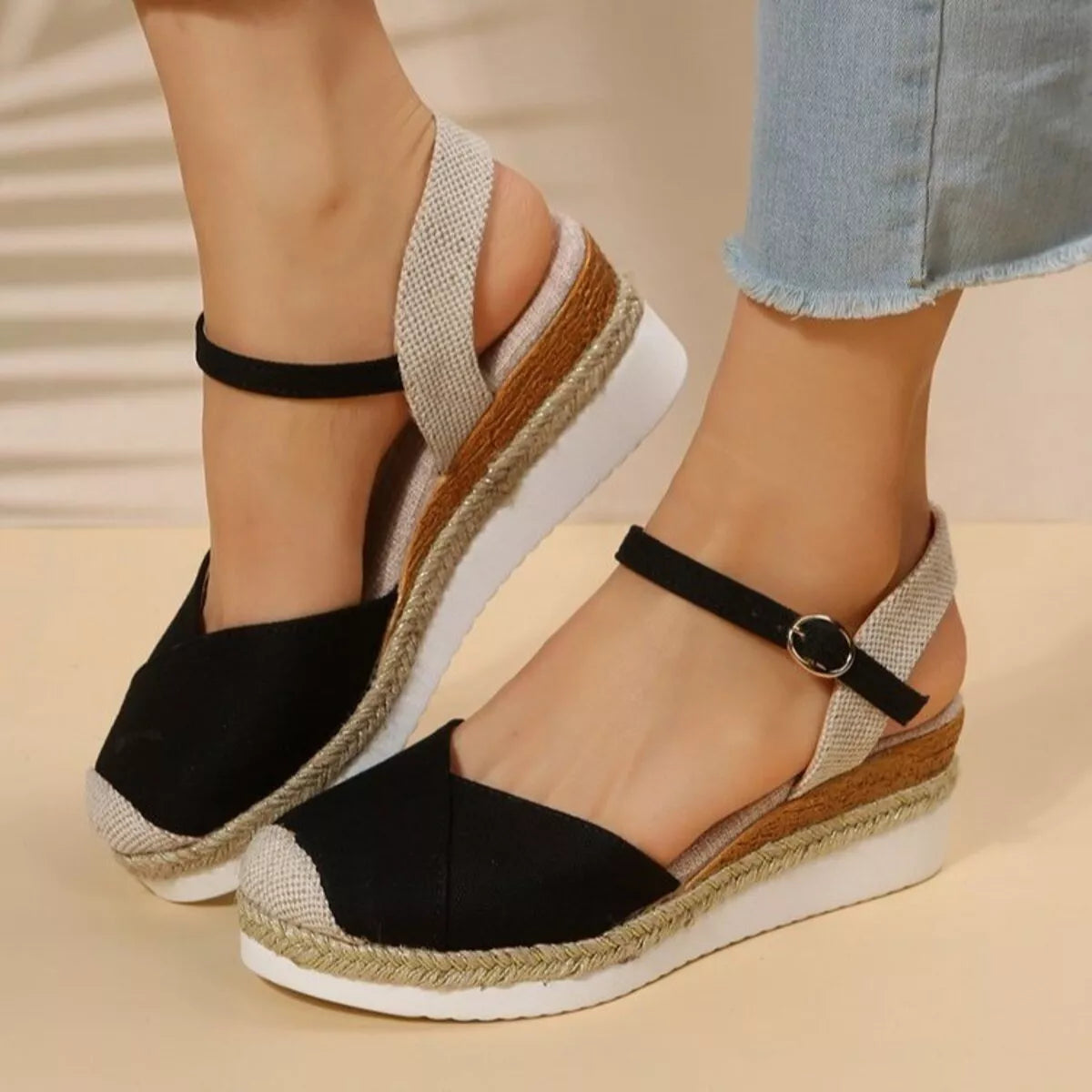 Color Block Wedge Sandals