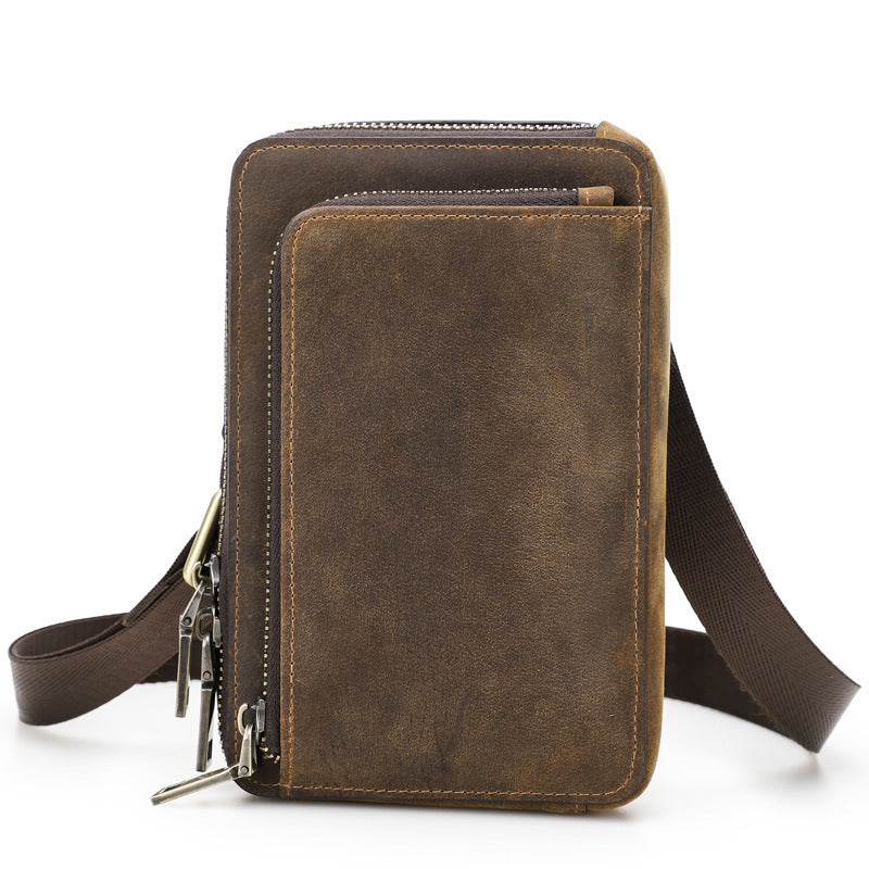 Retro Crazy Horse Men's Crossbody Phone Bag