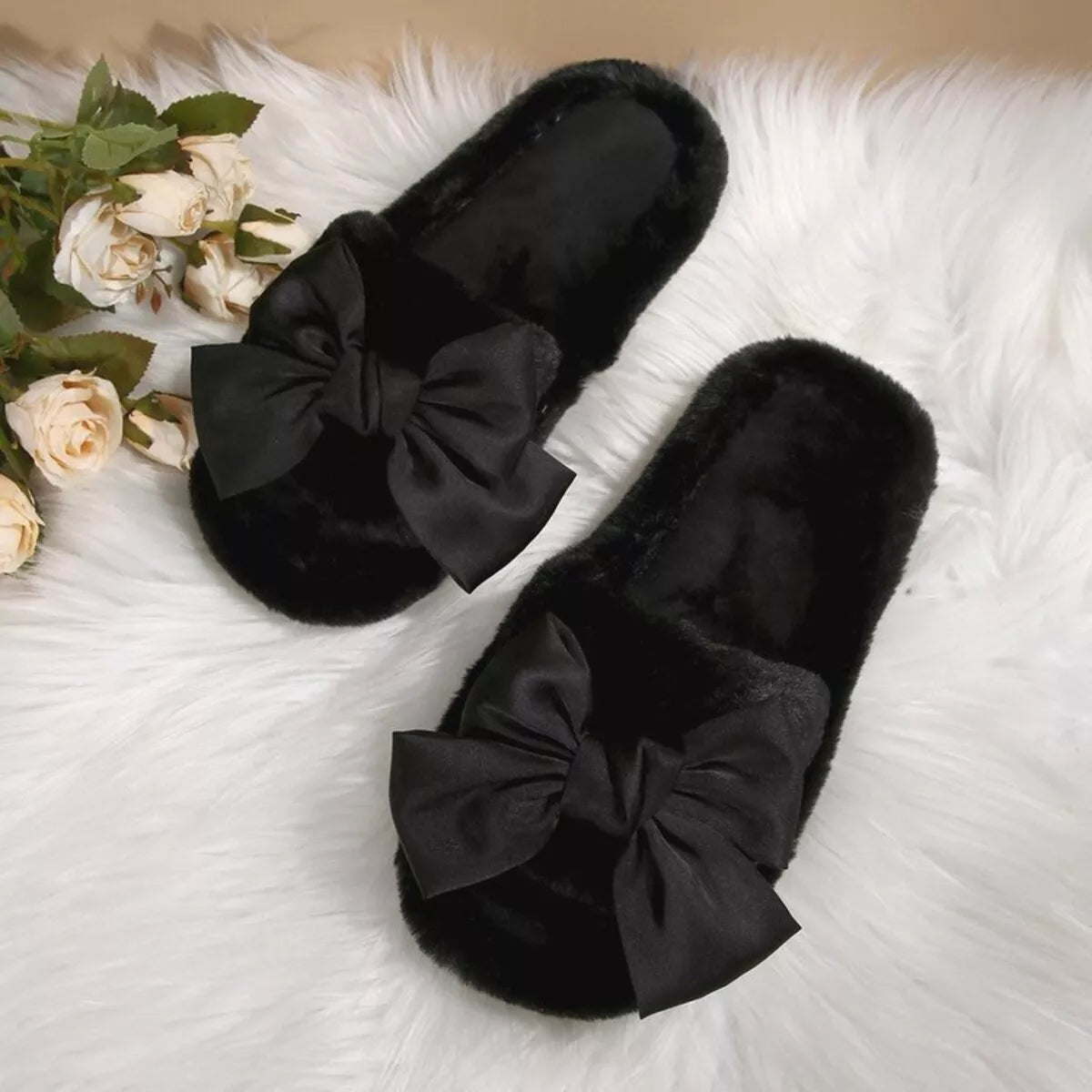 Bow Open Toe Flats Slippers