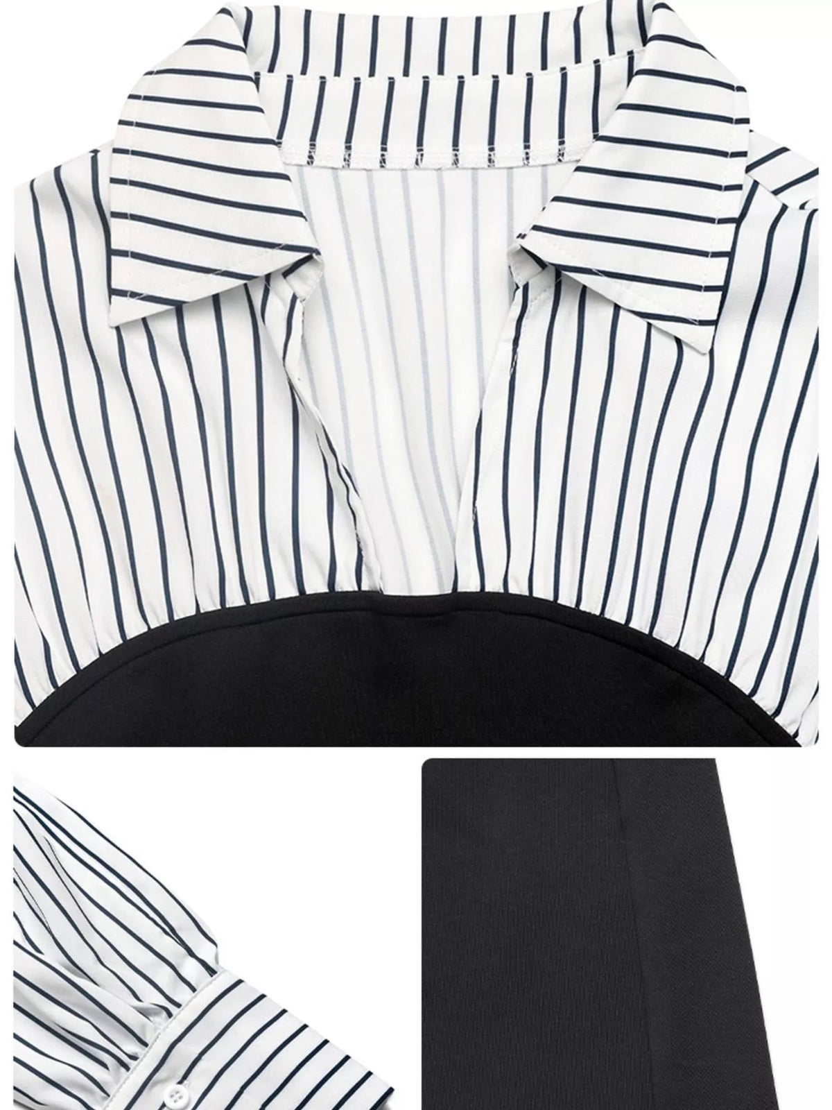 Striped Shirt Panel Bodycon Mini Dress