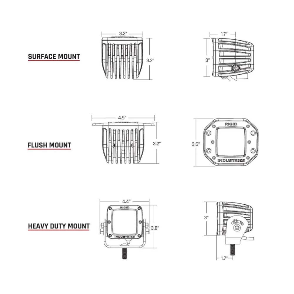 RIGID Industries D-Series Pro Dually Spot Surface Mount Pair - Midnight Edition