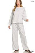 Zenana Scuba Crewneck Sweatshirt and Pants Set