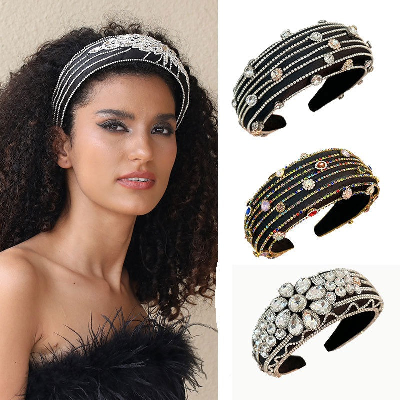 Baroque wide brimmed full diamond headband