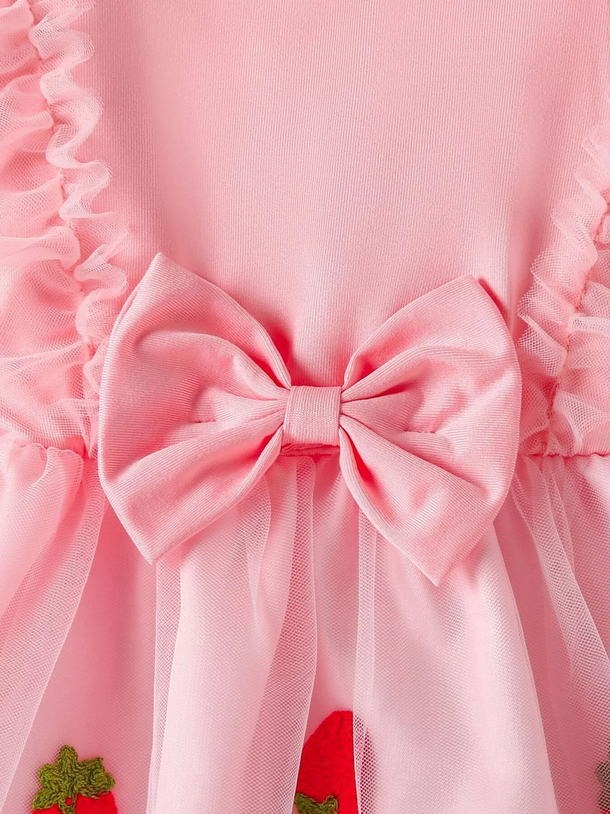 Children's Bow Decor Ruffle Trim Dress