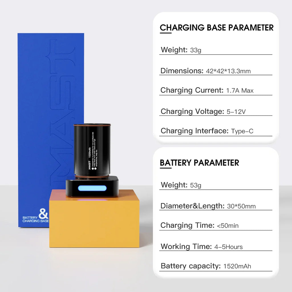 Original Battery&Charging Base For Mast Racer Pro Wireless Tattoo