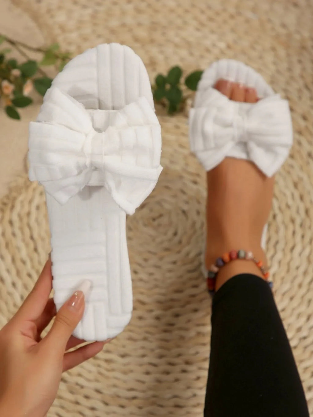 Bow Knot Open Toe Slippers