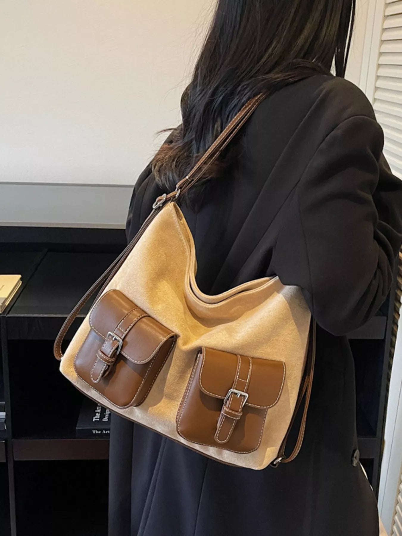 Buckle Pocket Shoulder Handbag