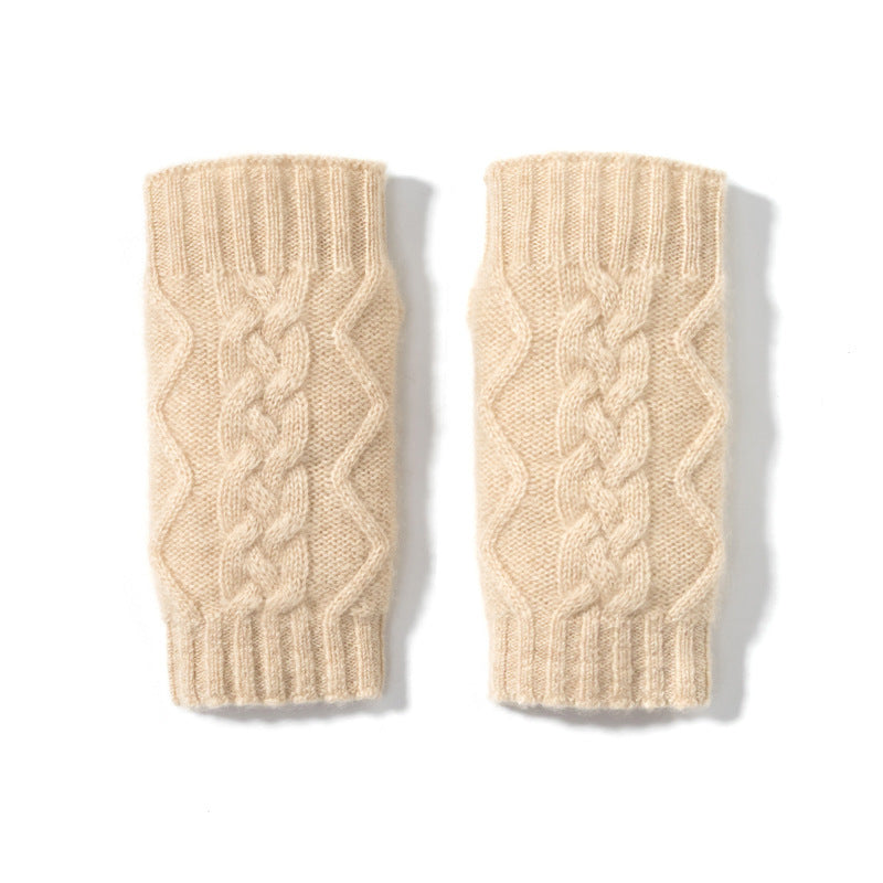 Cashmere Half Finger Twist Gloves