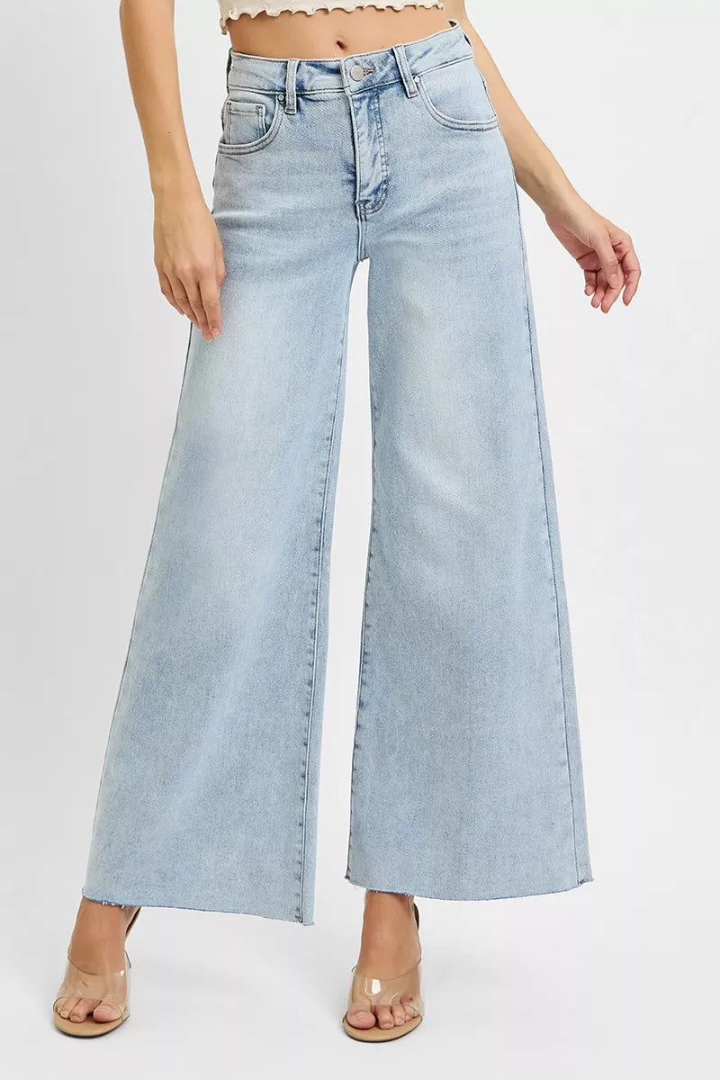 RISEN Full Size High Rise Ankle Wide Palazzo Jeans Plus Size