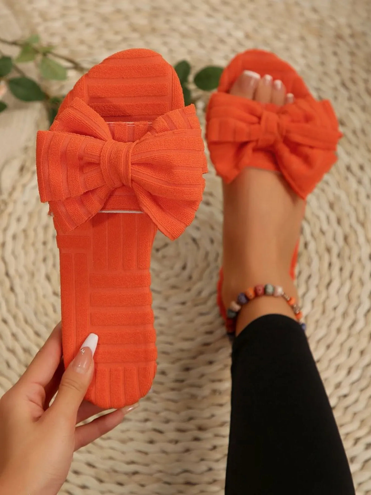 Bow Knot Open Toe Slippers