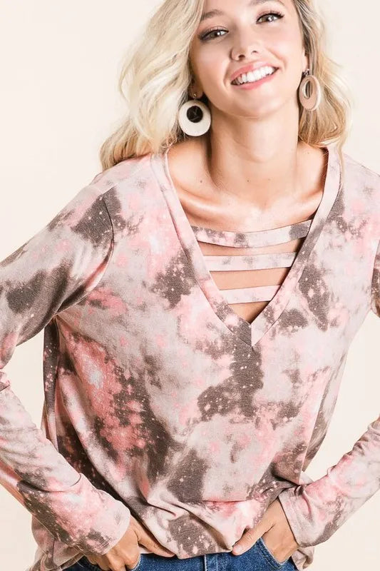 Tie Dye French Terry V-neck Top