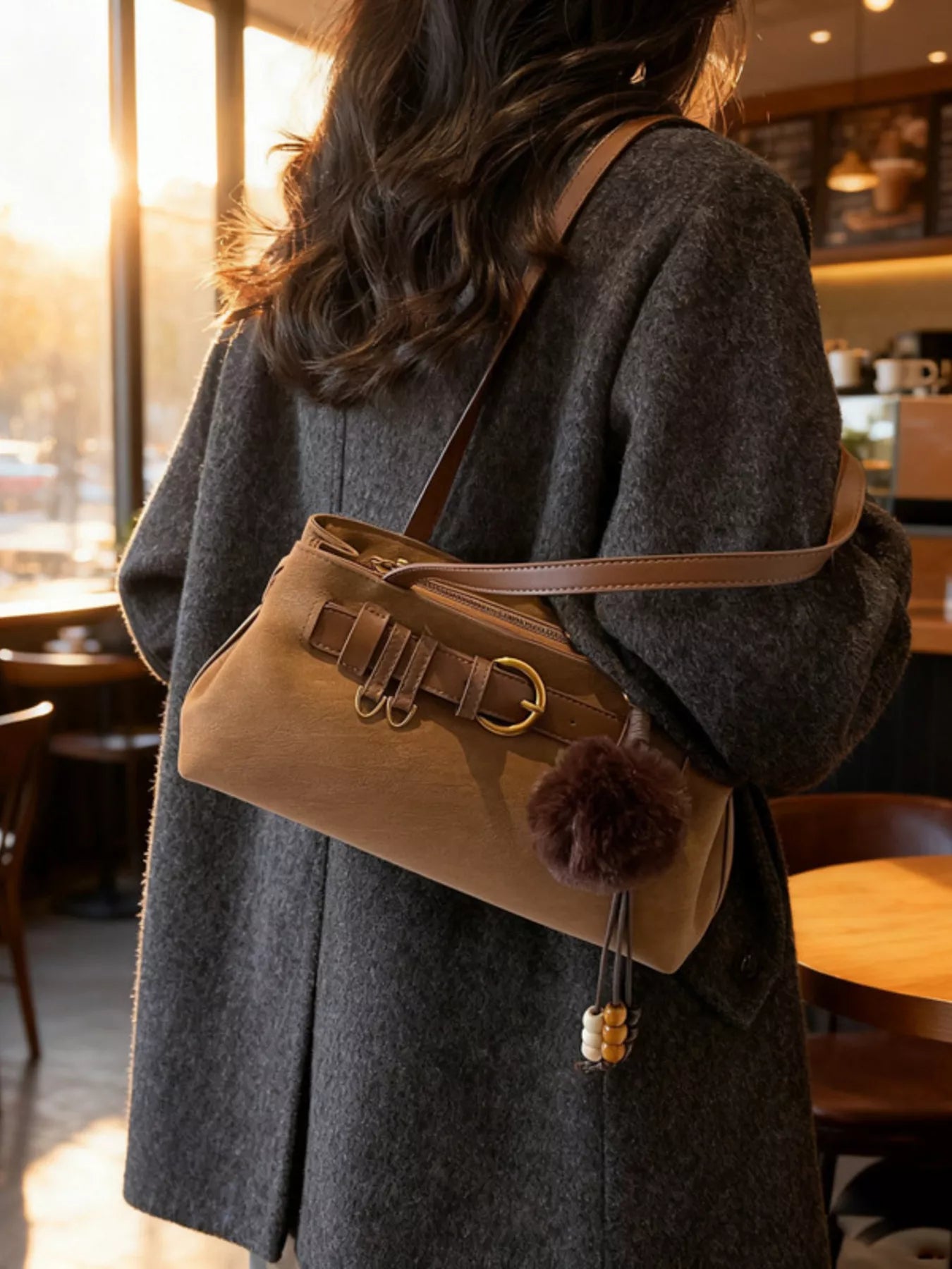 Buckle Decor Shoulder Bag