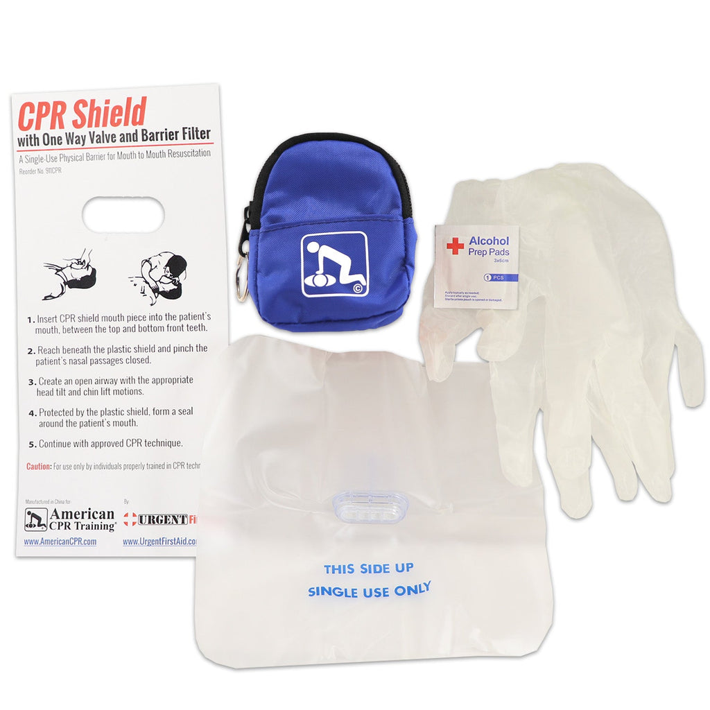 CPR Blue Beltloop Keychain with Faceshield & Gloves