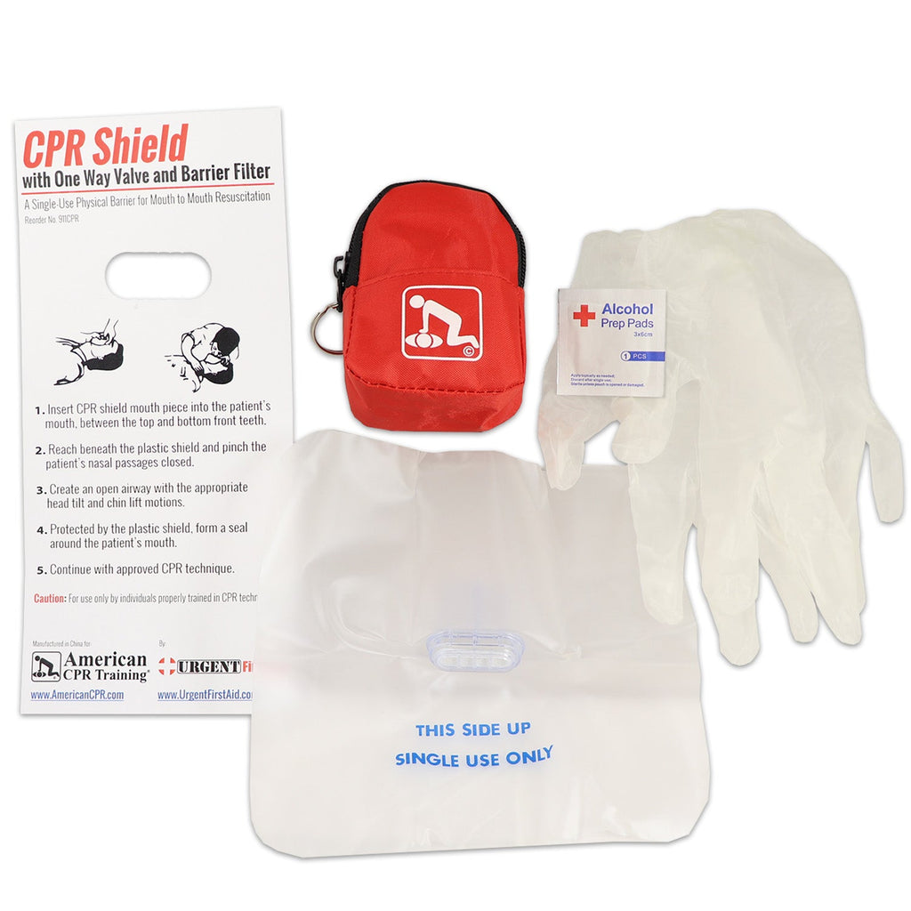 CPR Red Beltloop Keychain with Faceshield & Gloves