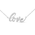 .925 Sterling Silver 1/5 Cttw Round Diamond Love 18" Pendant
