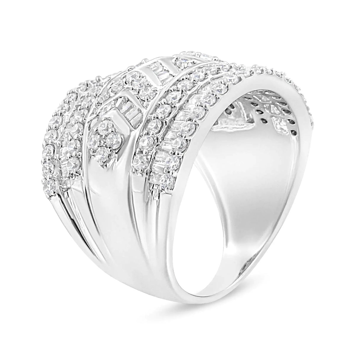 .925 Sterling Silver 2.0 Cttw Diamond Edge Multi-row Ring Band
