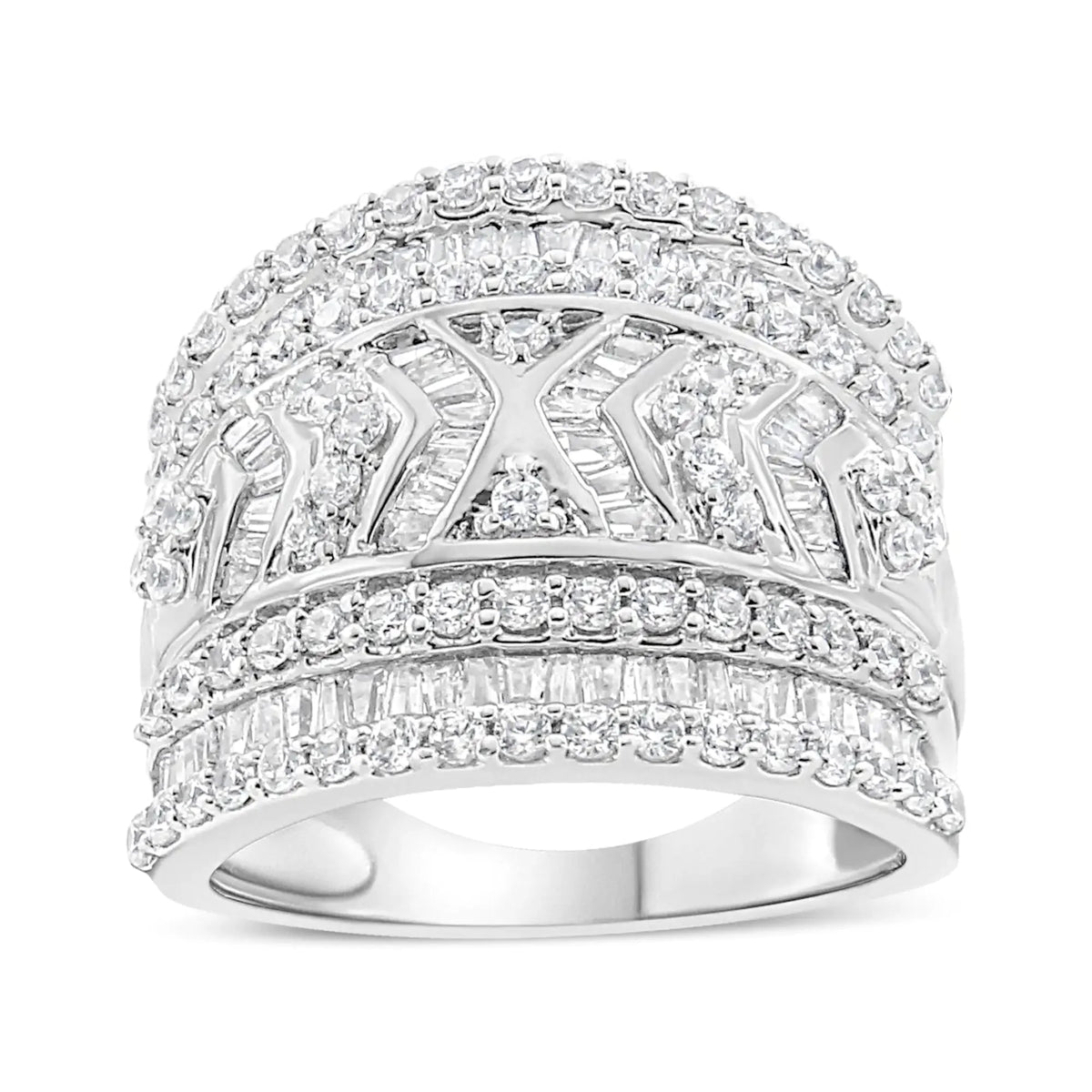 .925 Sterling Silver 2.0 Cttw Diamond Edge Multi-row Ring Band