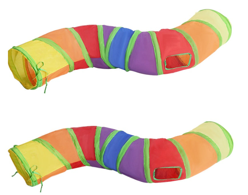 Rainbow S-shaped Cat Tunnel Self-hey Educational Cat Toy Collapsible Cat Tunnel